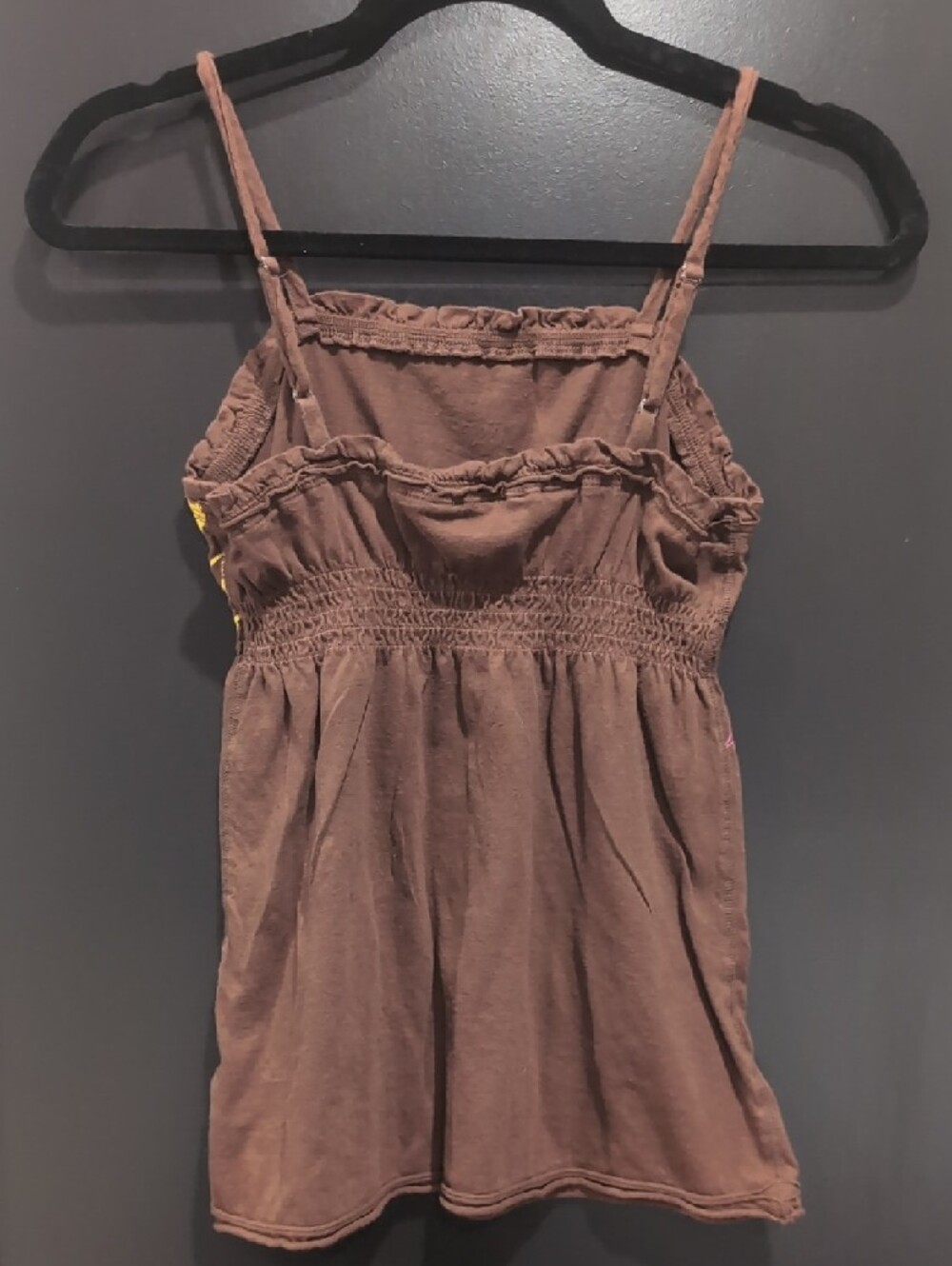 Arizona Jean Company Brown Smocked Babydoll Cotton Tank Top - Picture 2 of 3